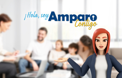 Ilustración de Amparo, asistente virtual de FEPEP, brindando asesoría en seguros para el bienestar de los asociados y sus familias.